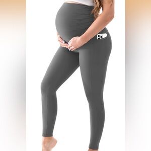 Walifrey - Grey Women's Maternity High-Waisted Leggings, XL